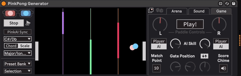Animated Screen Capture of Pink Pong Generator